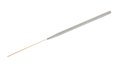 A single incense stick with a silver holder and a thin orange stick is shown diagonally transparent png