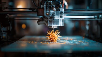 An Advanced 3D Printer in Action Creating an Intricate Structure from Filament in a Controlled Environment