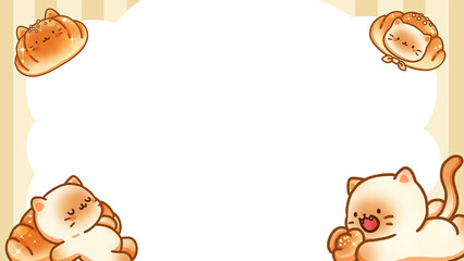 Cat and bread frame hand-drawn illustration
