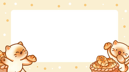 Cat and bread frame hand-drawn illustration