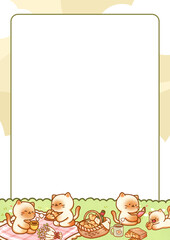 Cat and bread frame hand-drawn illustration