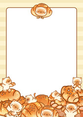 Cat and bread frame hand-drawn illustration