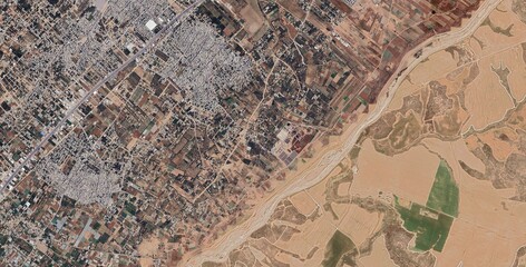 Middle East Urban and Agricultural Land Satellite View © Aerial View