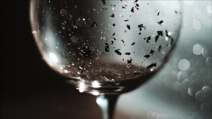 Glass with glitter detail closeup