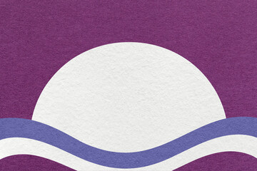 Violet textured paper background with white circle for copy space and purple waves for banner, presentation