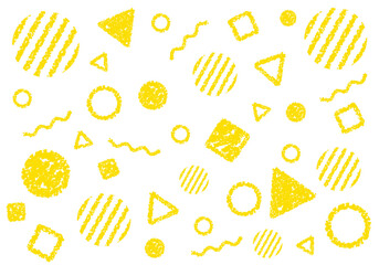 クレヨン素材　幾何学模様のポップな背景