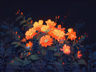 flowers in dark place
