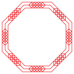 red hexagon border frame.eps