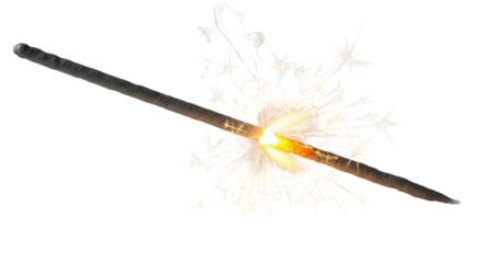 Burning sparkler firework for celebration isolated PNG with Transparent Background
