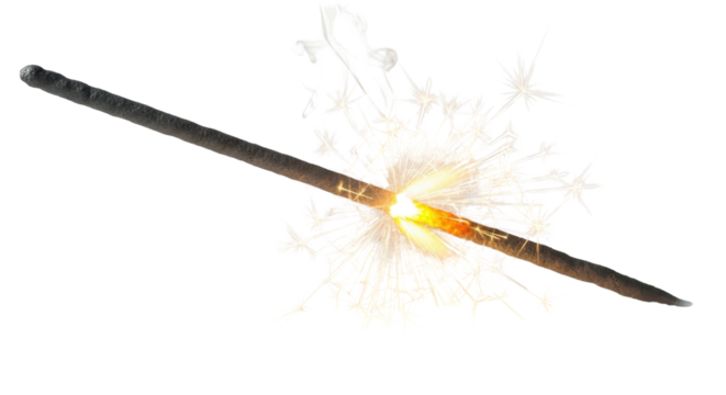 Burning sparkler firework for celebration isolated PNG with Transparent Background