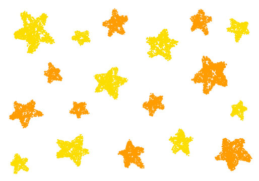 クレヨン素材　ランダムな星柄の背景