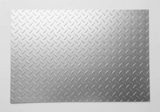 Clean silver aluminum diamond plate checker sheet metal texture background pattern