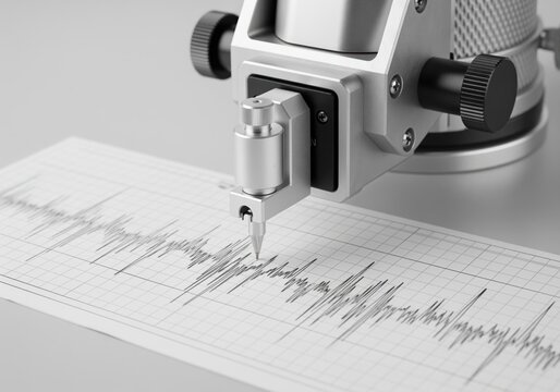 Professional seismograph stylus recording seismic activity and vibration data on paper.