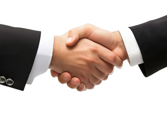 Formal handshake between two people in suits