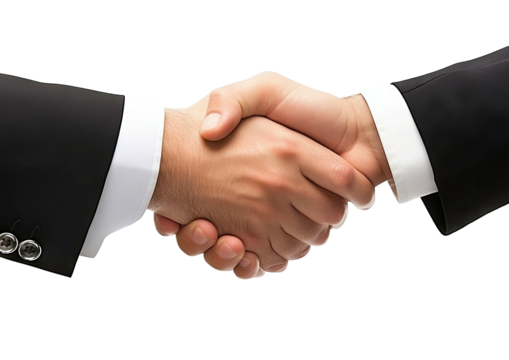 Formal handshake between two people in suits