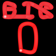 3D Spiral Typography Big 0 Text in Neon Red on Black Background