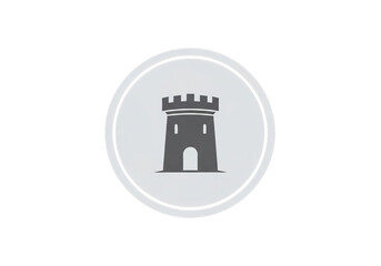 Medieval castle tower icon symbol simple geometric design emblem emblematic fortress architecture symbolism graphic