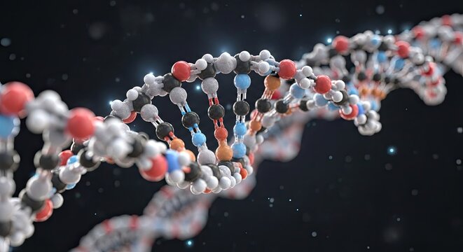 Detailed 3d render of a dna double helix molecule