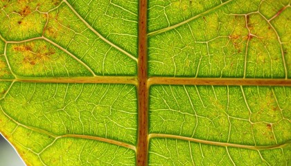 Obraz premium Close Up of Green Leaf with Variegated Veins and Waxy Sheen