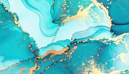 Teal And Gold Abstract Alcohol Ink Painting