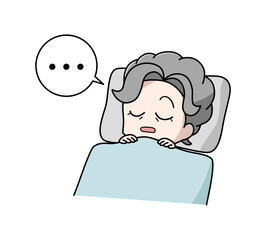 睡眠時無呼吸症候群の高齢女性のイラスト