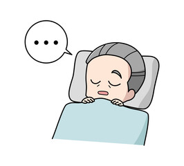 睡眠時無呼吸症候群の高齢男性のイラスト