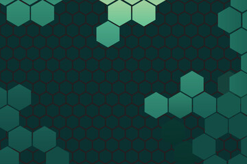 Dark green horizontal hexagonal technology abstract vector background