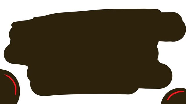 There's a dark patch or spot drawn on the screen. Rounded shapes flicker on the sides.