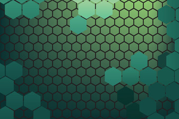 Dark green horizontal hexagonal technology abstract vector background