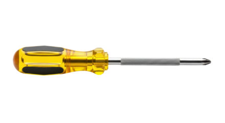 Yellow handled screwdriver isolated PNG with Transparent Background