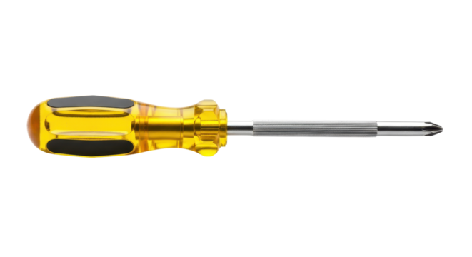 Yellow handled screwdriver isolated PNG with Transparent Background