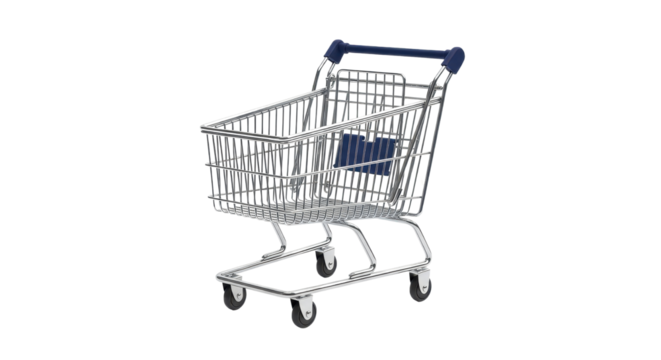 Empty shopping cart in a supermarket isolated PNG with Transparent Background