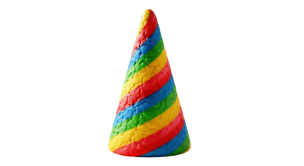 Colorful striped party hat isolated PNG with Transparent Background