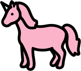 Cute Unicorn Icon: Playful Pink Fantasy Illustration