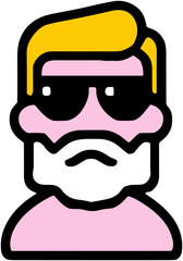 Cute Man Icon: Cartoon Character with Sunglasses