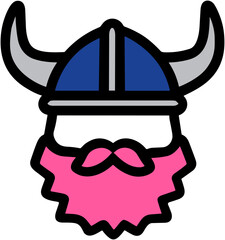 Cute Viking Icon: Cartoon Warrior Character Illustration