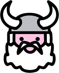 Cute Viking Icon: Cartoon Bearded Warrior Illustration