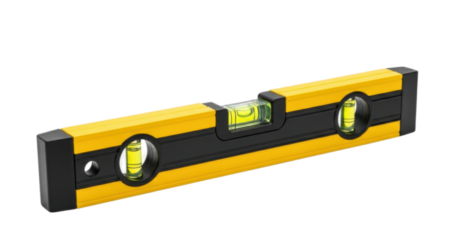 Yellow and black spirit level isolated PNG with Transparent Background