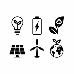 Fototapeta premium Eco-friendly icon set featuring renewable energy and sustainability concepts