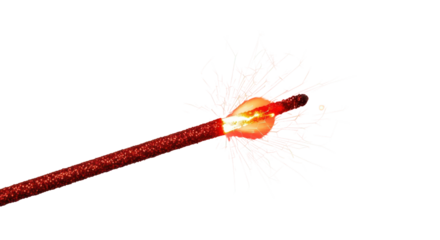 Burning sparkler for festive celebrations isolated PNG with Transparent Background