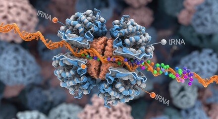 3d rendering of a spliceosome complex with rna