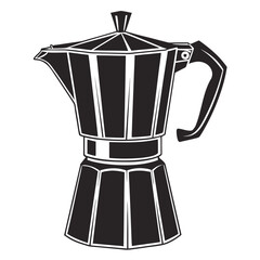 Black and white illustration of a moka pot coffee maker