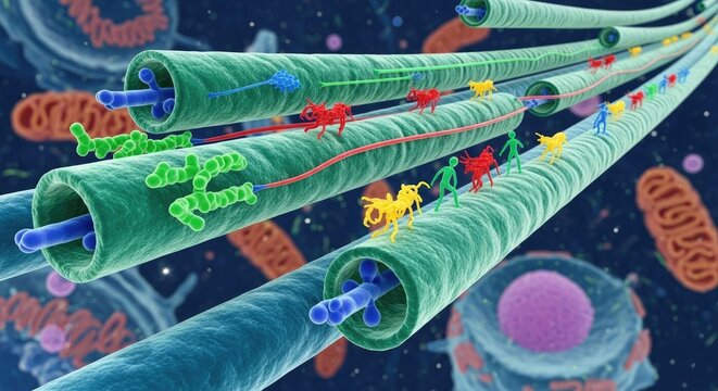 Microtubule and motor protein transport in a cell