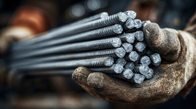 Metal rods held in hand