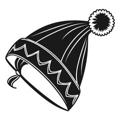 Black Silhouette of a Winter Beanie Hat with Pom vector