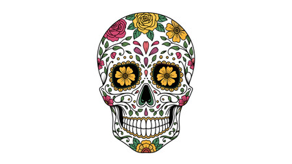 Intricate Floral Sugar Skull Design for Dia de Muertos Celebration