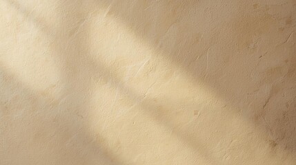 Warm Beige Plaster Wall Texture with Natural Light Shadow