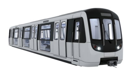 Modern subway train, transport infrastructure isolated PNG with Transparent Background