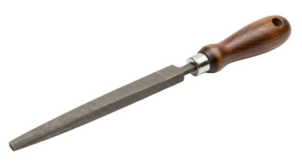 Hand file tool with wooden handle isolated PNG with Transparent Background