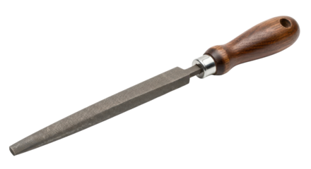 Hand file tool with wooden handle isolated PNG with Transparent Background